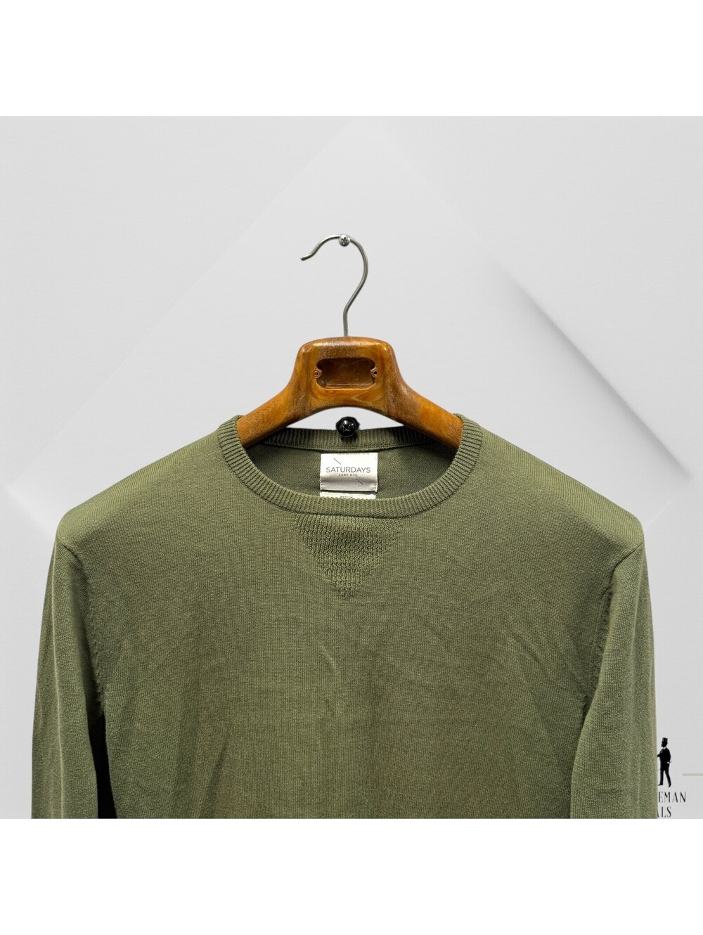 Saturdays NYC New York City Sweater Men M Green Cotton 100%  Knit Jumper